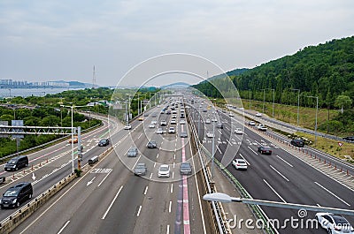 Jayuro freeway in the western Seoul, South Korea Editorial Stock Photo